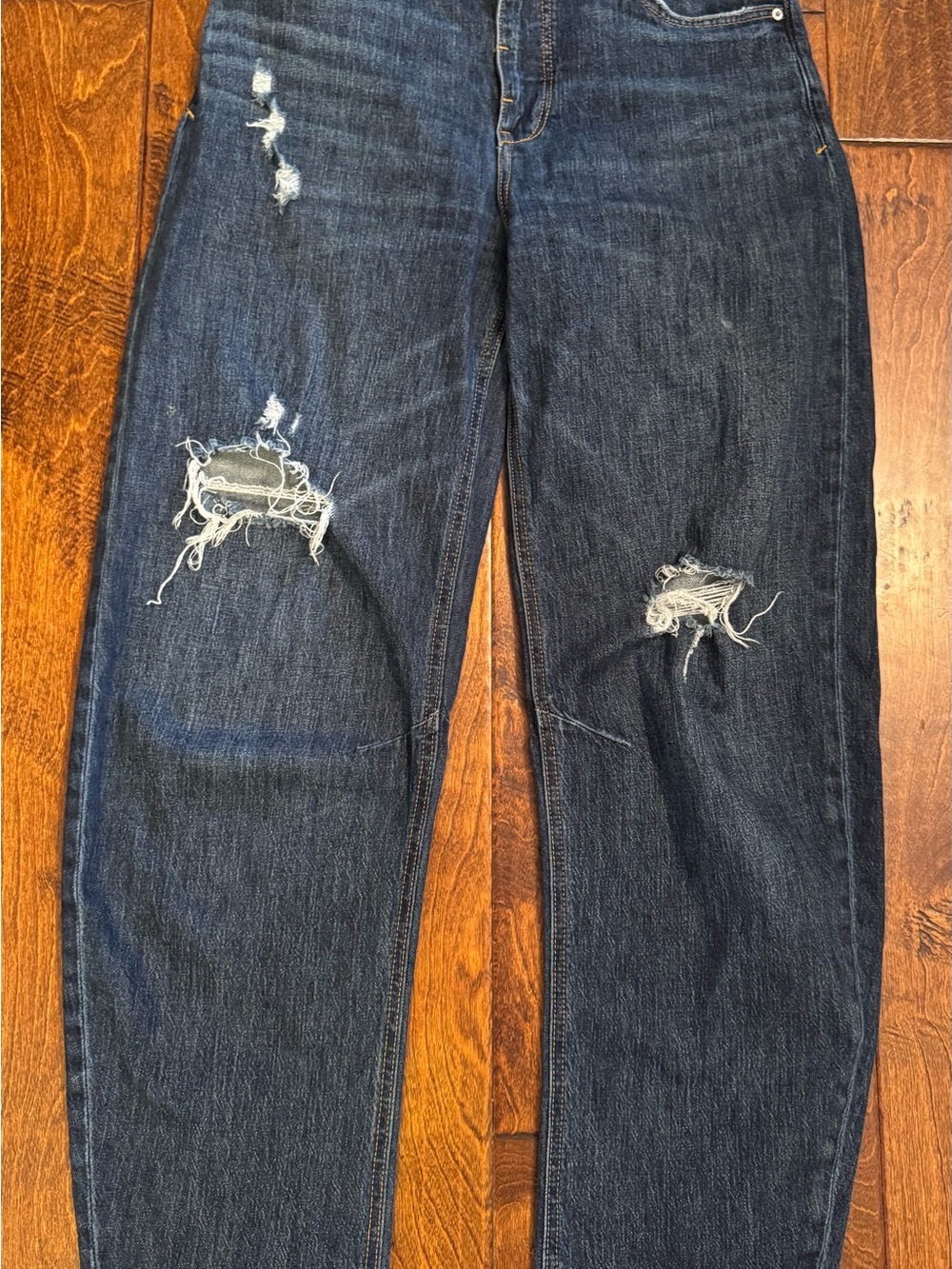 Pilcro Dark Blue Denim Jeans with Contrast Stitching